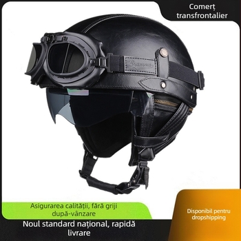 BRAMMO cască jumătate ABS pentru motocicletă – stil retro, pentru adulți, patru anotimpuri, potrivită pentru călătorii, certificat 3C