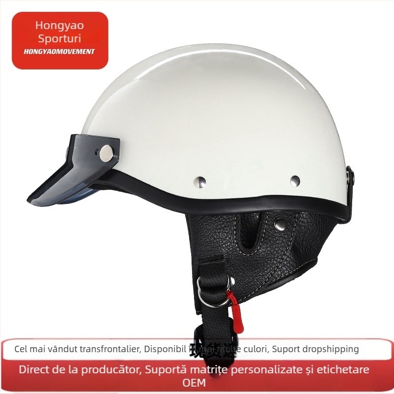 Cască half pentru motociclete electrice | Material ABS, certificat 3C, unisex, pentru naveta urbană