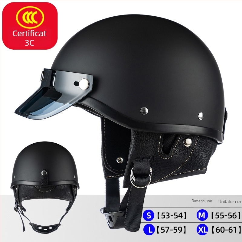 Cască half pentru motociclete electrice | Material ABS, certificat 3C, unisex, pentru naveta urbană