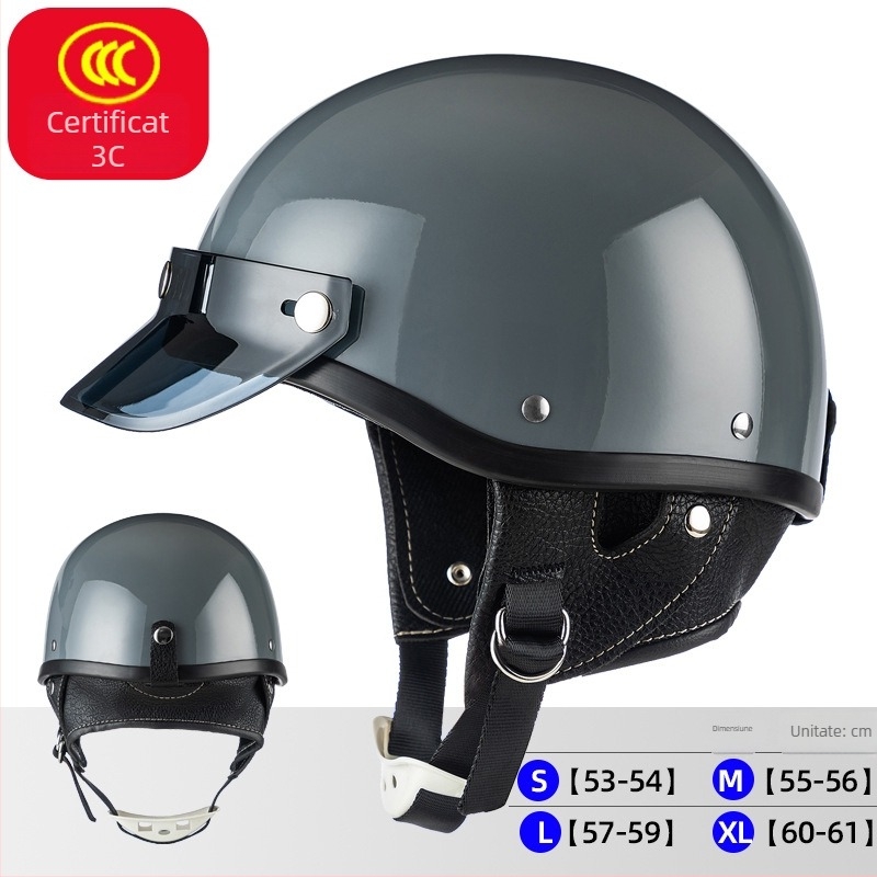 Cască half pentru motociclete electrice | Material ABS, certificat 3C, unisex, pentru naveta urbană