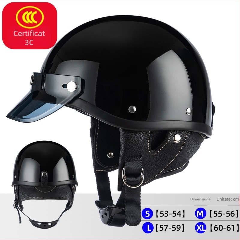 Cască half pentru motociclete electrice | Material ABS, certificat 3C, unisex, pentru naveta urbană