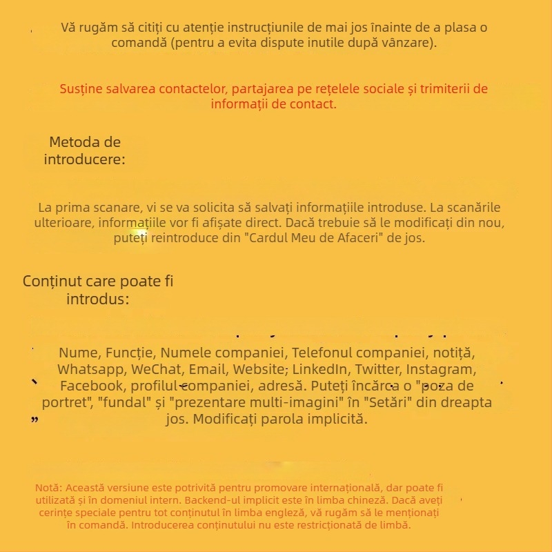 Cardă de afaceri NFC/RFID, fără contact, 144 octeți de stocare, 100000 cicluri de ștergere, interval de temperatură -25°C până la 75°C
