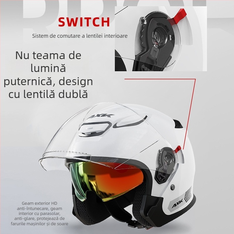 AXK Cască motocicletă 3/4 ABS pentru motociclete electrice, certificat 3C Gb811-2022a, potrivit pentru toate sezoanele