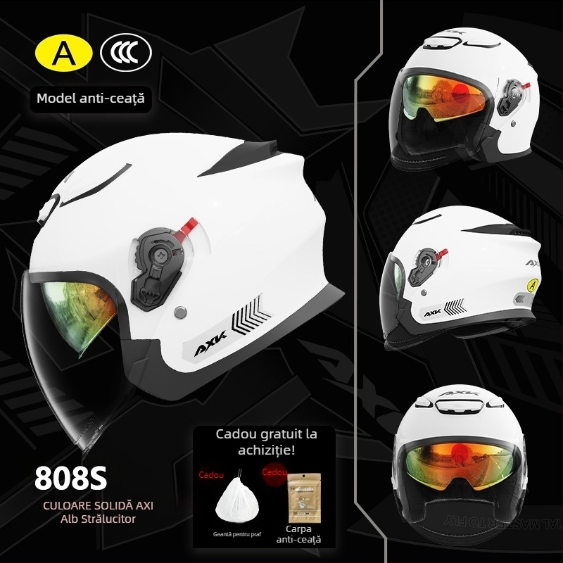 AXK Cască motocicletă 3/4 ABS pentru motociclete electrice, certificat 3C Gb811-2022a, potrivit pentru toate sezoanele