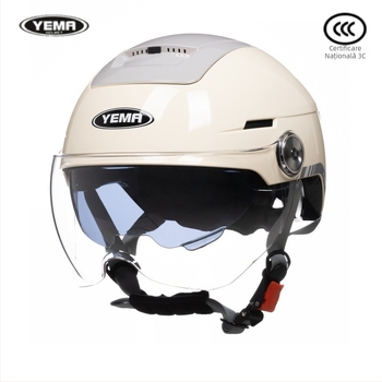 Mustang cască Ym370S half cu oglindă dublă, certificată 3C, ABS, ventilație de vară, standard național