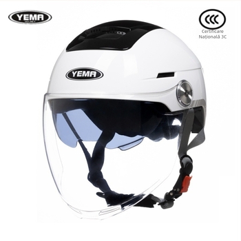 Mustang cască Ym370S half cu oglindă dublă, certificată 3C, ABS, ventilație de vară, standard național