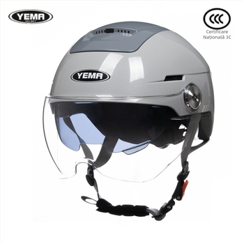 Mustang cască Ym370S half cu oglindă dublă, certificată 3C, ABS, ventilație de vară, standard național