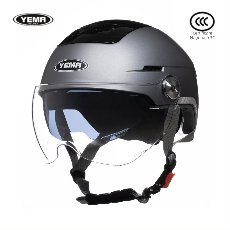 Mustang cască Ym370S half cu oglindă dublă, certificată 3C, ABS, ventilație de vară, standard național