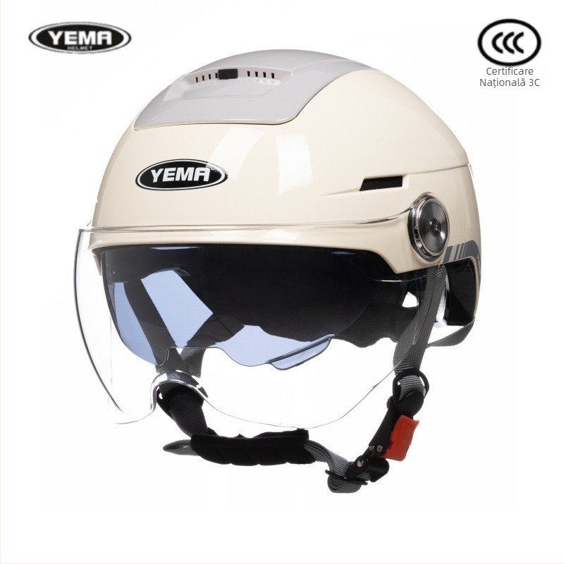 Mustang cască Ym370S half cu oglindă dublă, certificată 3C, ABS, ventilație de vară, standard național