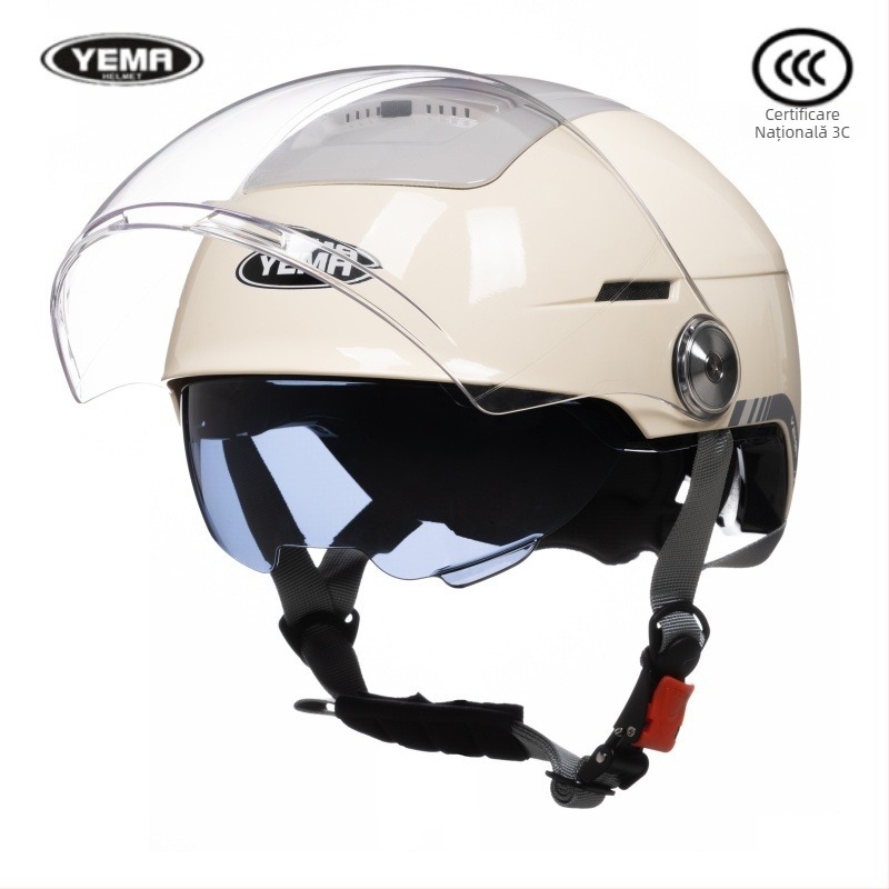 Mustang cască Ym370S half cu oglindă dublă, certificată 3C, ABS, ventilație de vară, standard național