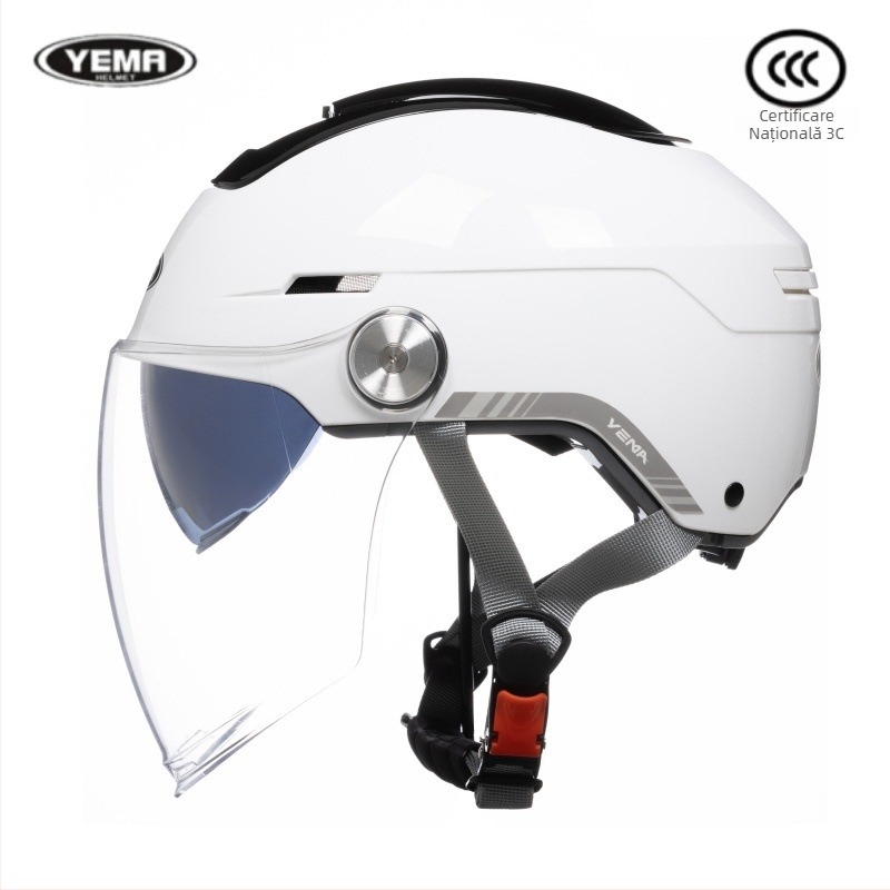 Mustang cască Ym370S half cu oglindă dublă, certificată 3C, ABS, ventilație de vară, standard național