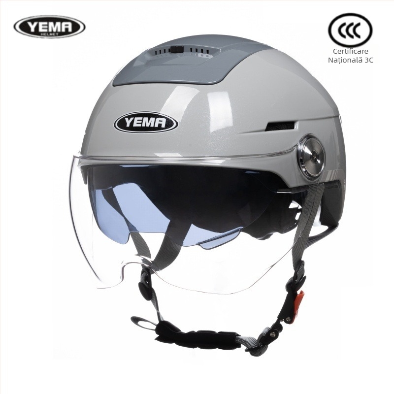 Mustang cască Ym370S half cu oglindă dublă, certificată 3C, ABS, ventilație de vară, standard național