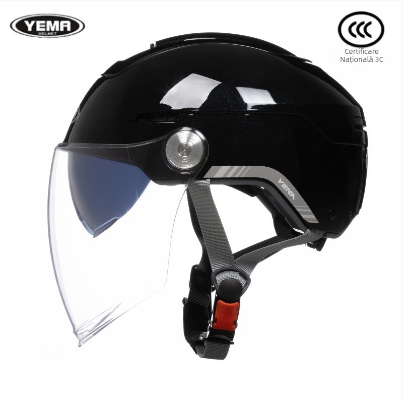 Mustang cască Ym370S half cu oglindă dublă, certificată 3C, ABS, ventilație de vară, standard național