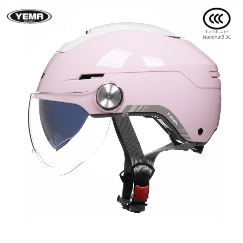 Mustang cască Ym370S half cu oglindă dublă, certificată 3C, ABS, ventilație de vară, standard național