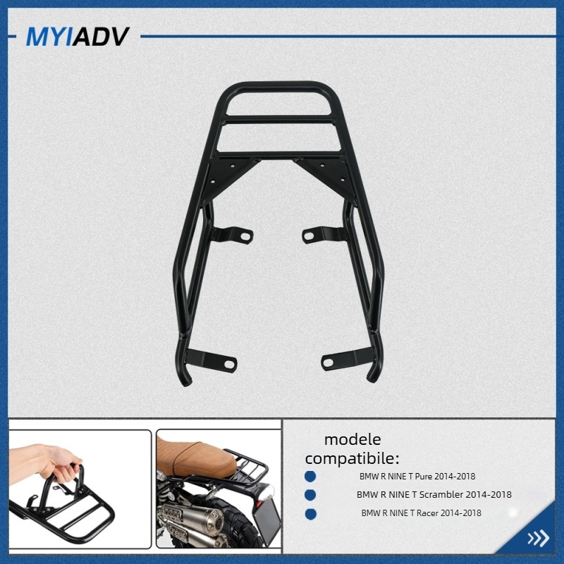 MYiAdv Portbagaj Spate pentru Motocicletă BMW R NineT – Raft pentru Bagaje, Personalizabil, Metal de Înaltă Calitate