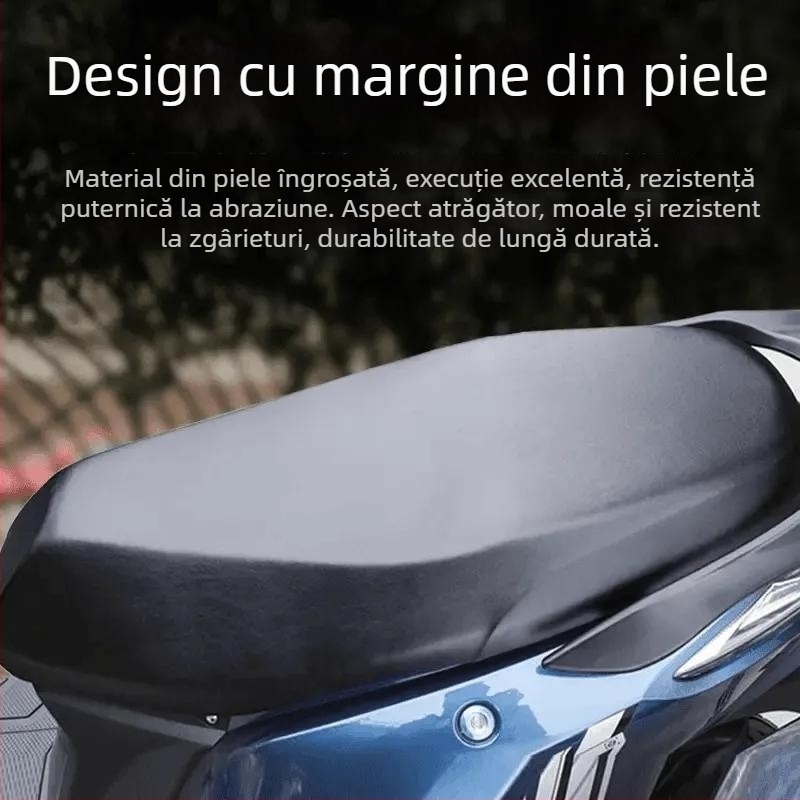 Acoperire din piele pentru scaunul unui vehicul electric; impermeabilă și rezistentă la razele Soarelui; universală pentru toate anotimpurile; model 654984646; potrivită pentru trenuri electrice, motociclete și scutere