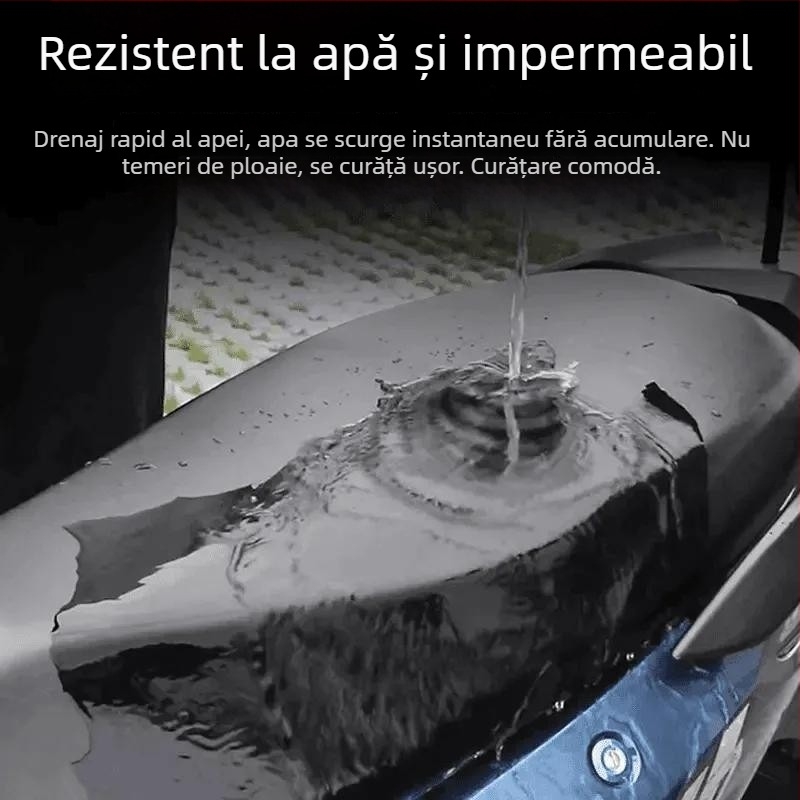 Acoperire din piele pentru scaunul unui vehicul electric; impermeabilă și rezistentă la razele Soarelui; universală pentru toate anotimpurile; model 654984646; potrivită pentru trenuri electrice, motociclete și scutere