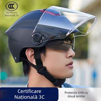 Cască pentru vehicule electrice, cu vizor dublu, respirabilă, unisex, protecție solară de vară, siguranță pe tot sezonul