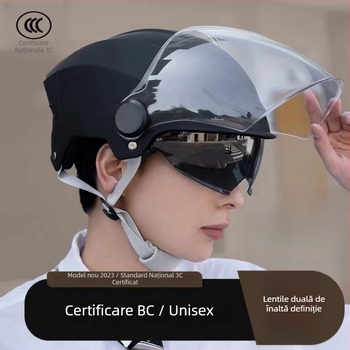 Cască pentru vehicule electrice, cu vizor dublu, respirabilă, unisex, protecție solară de vară, siguranță pe tot sezonul