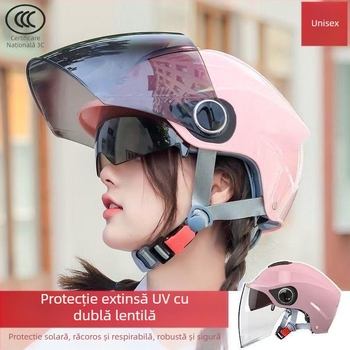 Cască pentru vehicule electrice, cu vizor dublu, respirabilă, unisex, protecție solară de vară, siguranță pe tot sezonul