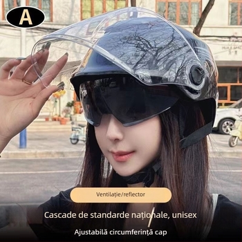 Cască pentru vehicule electrice, cu vizor dublu, respirabilă, unisex, protecție solară de vară, siguranță pe tot sezonul