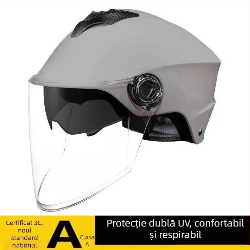 Cască pentru vehicule electrice, cu vizor dublu, respirabilă, unisex, protecție solară de vară, siguranță pe tot sezonul