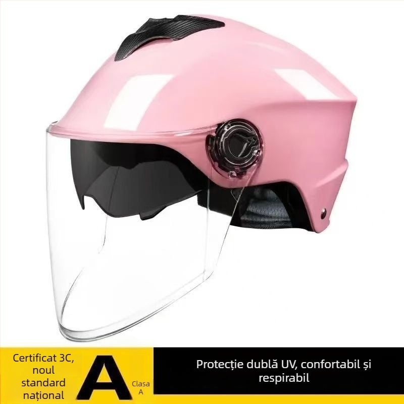Cască pentru vehicule electrice, cu vizor dublu, respirabilă, unisex, protecție solară de vară, siguranță pe tot sezonul