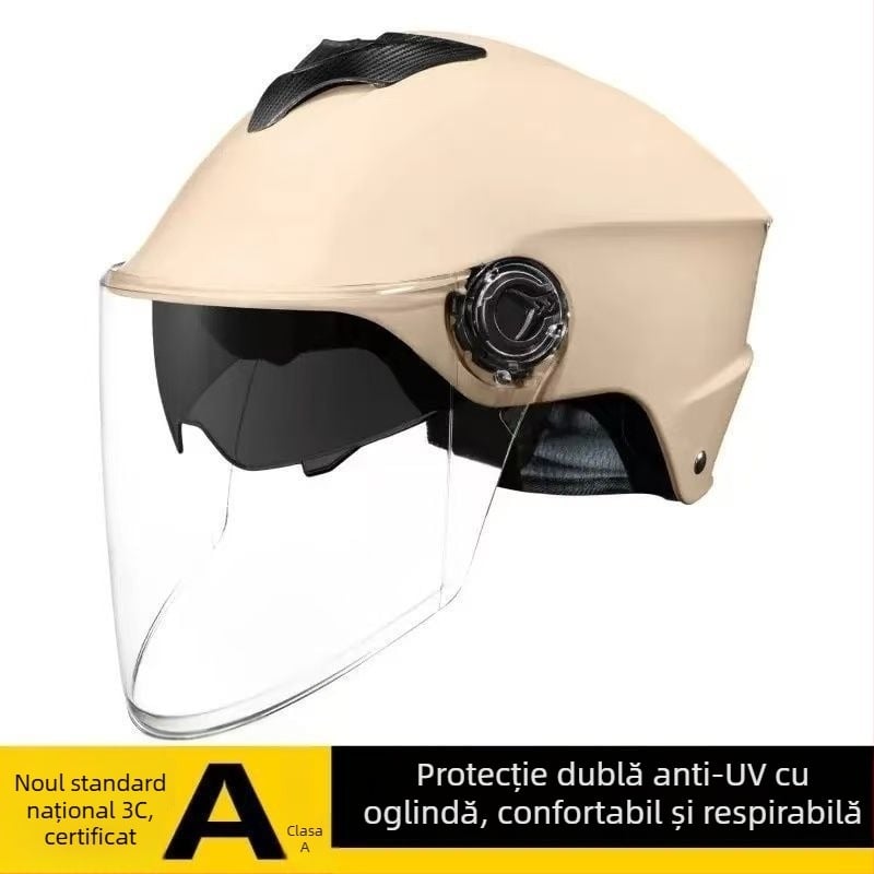 Cască pentru vehicule electrice, cu vizor dublu, respirabilă, unisex, protecție solară de vară, siguranță pe tot sezonul