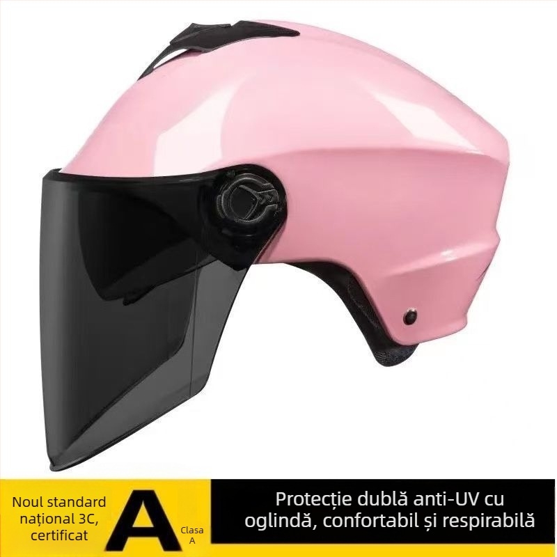 Cască pentru vehicule electrice, cu vizor dublu, respirabilă, unisex, protecție solară de vară, siguranță pe tot sezonul