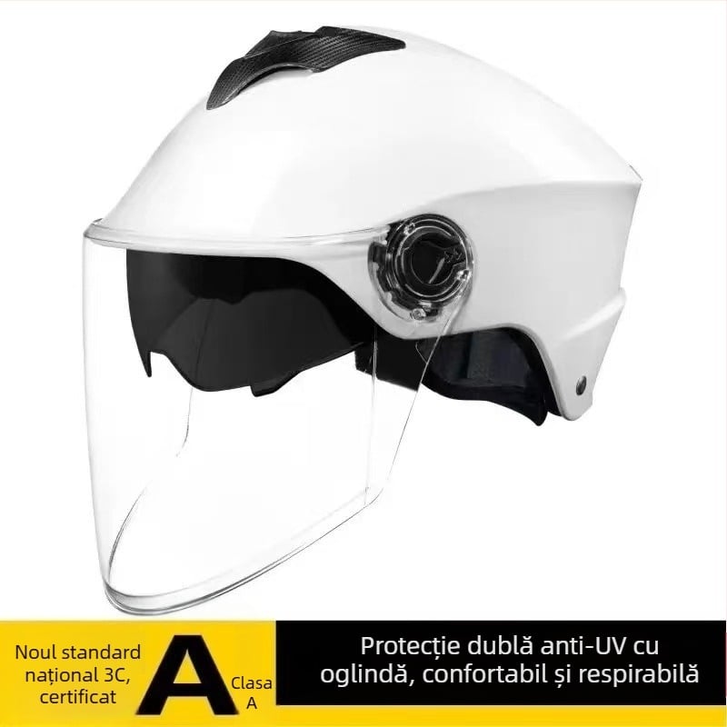 Cască pentru vehicule electrice, cu vizor dublu, respirabilă, unisex, protecție solară de vară, siguranță pe tot sezonul