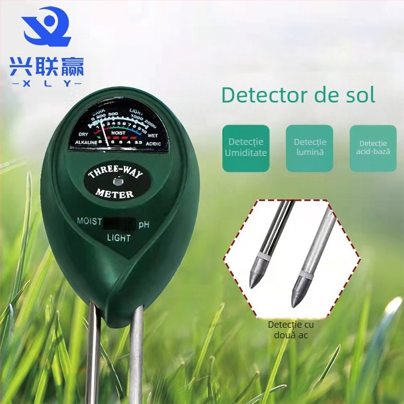 Detector de sol în trei pentru umiditate, pH și nutrienți – model Three in One, marca Xing Lian Win, pentru grădină, cultivarea florilor și plante în ghivece, 91 g.