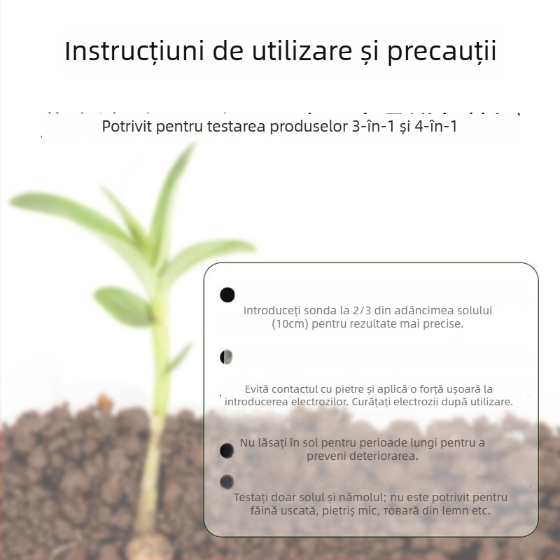 Detector de fertilitate a solului, trei în unu: pH, umiditate și fertilitate
