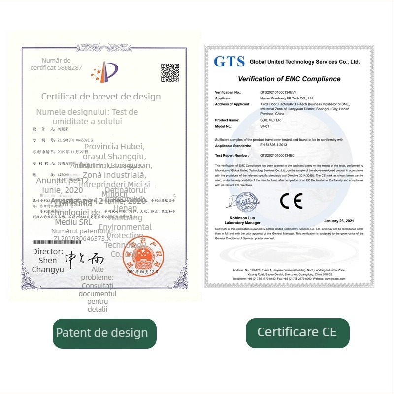 Sistem de testare a solului 3 în 1: senzor de umiditate a solului și senzor pH, model ST-01, precizie 0.1