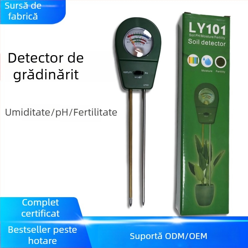 Test de sol pentru umiditate, pH și nutrienți (Model 1010)