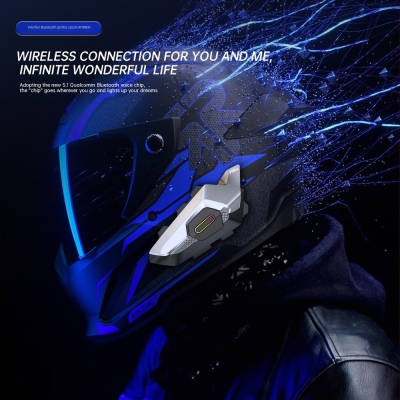 Interfon Bluetooth pentru cască de motocicletă – grup de 10 persoane, rază de 2 km, Bluetooth 5.1, impermeabil și rezistent la praf, comutare în mai multe moduri