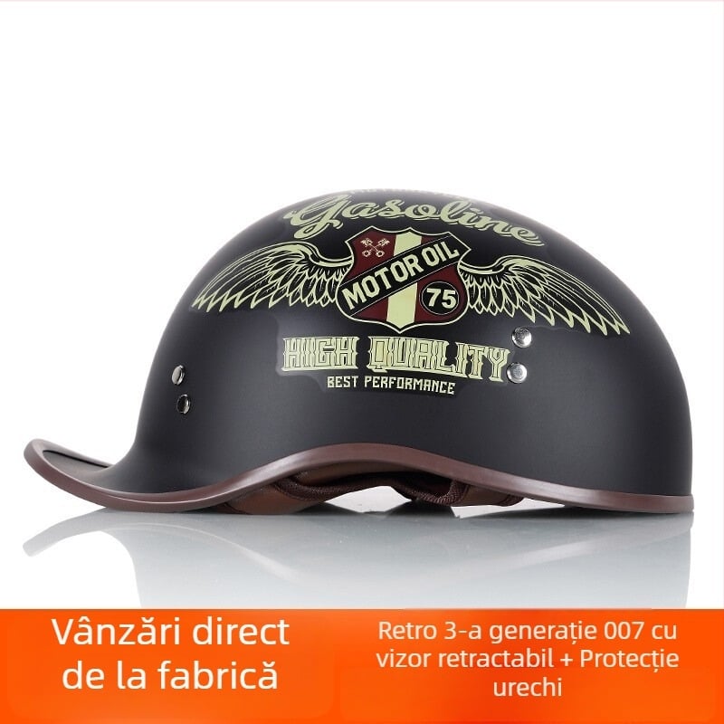 Cască pentru motocicletă, stil retro, ușoară, patru sezoane, unisex (ABS, certificare 3C)