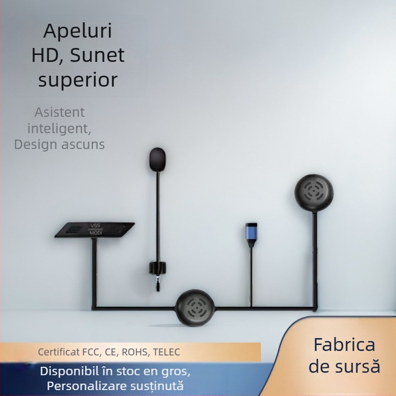 Casca Bluetooth pentru cască de motocicletă cu intercom dublu V5S (Bluetooth 5.1, autonomie baterie 350, rază 1500 m, reducere zgomot, rezistent la apă și praf)