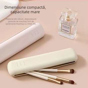 Geantă de depozitare pentru pensule de machiaj, din silicon impermeabil, portabilă pentru călătorii, cu închidere magnetică