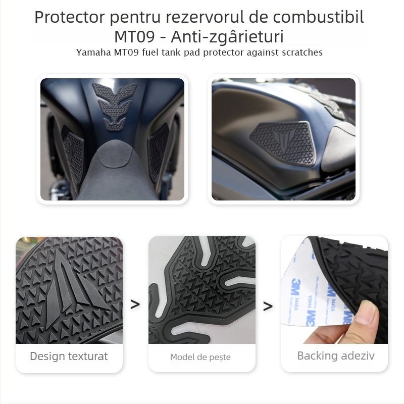 Otilli Yamaha MT-09 Pad antiderapant pentru rezervorul lateral, bandă din cauciuc impermeabilă, protecție împotriva zgârieturilor