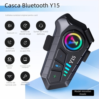 Casca Bluetooth pentru cască IPX6 impermeabilă, sunet 3D Surround stereo, Bluetooth 5.3, rază 100 m, autonomie 15–30 h