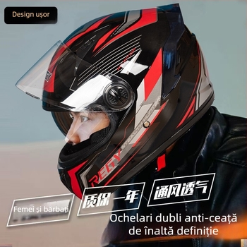 Cască de motocicletă AWN full-face, material PP, vizor dublu, pentru toate anotimpurile, CE certificat