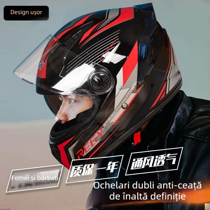 Cască de motocicletă AWN full-face, material PP, vizor dublu, pentru toate anotimpurile, CE certificat