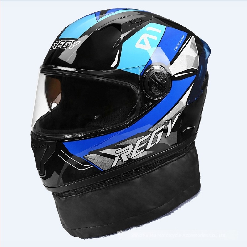 Cască de motocicletă AWN full-face, material PP, vizor dublu, pentru toate anotimpurile, CE certificat