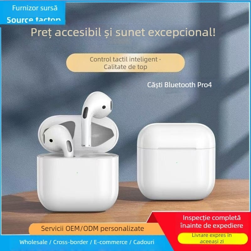 Căști Bluetooth TWS in-ear, IPX4, rază 15 m, Bluetooth 5.4, autonomie 4–8 h, stereo