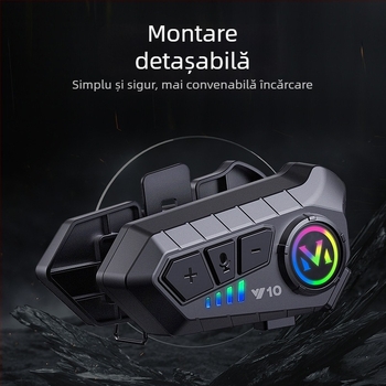 Interfon pentru cască Y10 Bluetooth, rază de 10 m, Bluetooth 5.0, stereo, dual-channel