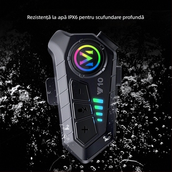 Interfon pentru cască Y10 Bluetooth, rază de 10 m, Bluetooth 5.0, stereo, dual-channel