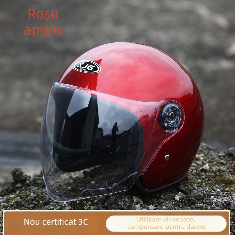 Cască de motocicletă 3/4, Unisex, ABS+PC, Adulți, Toate anotimpurile, Pentru vehicule electrice