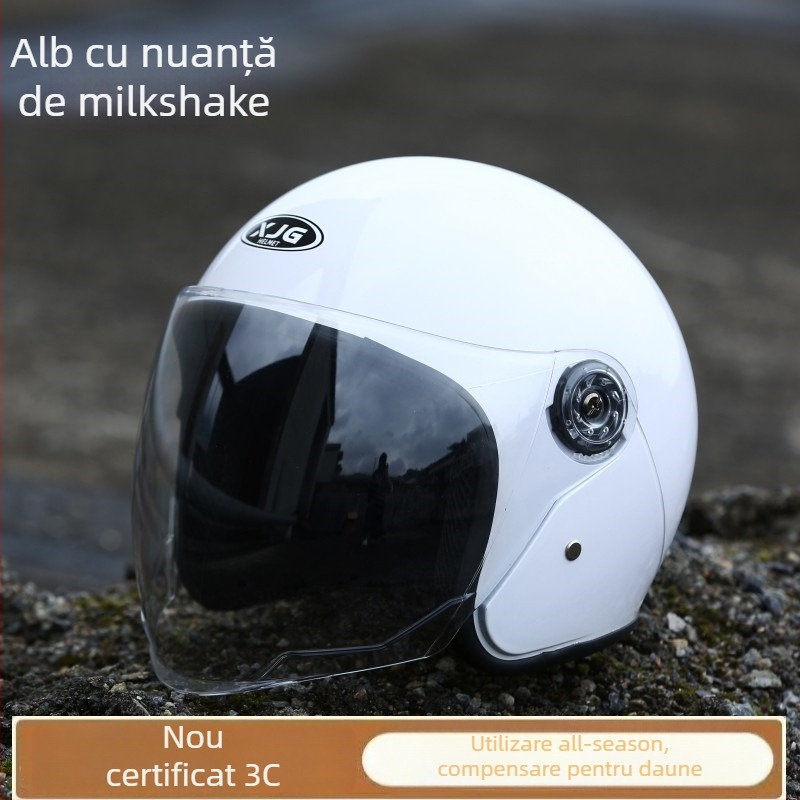 Cască de motocicletă 3/4, Unisex, ABS+PC, Adulți, Toate anotimpurile, Pentru vehicule electrice