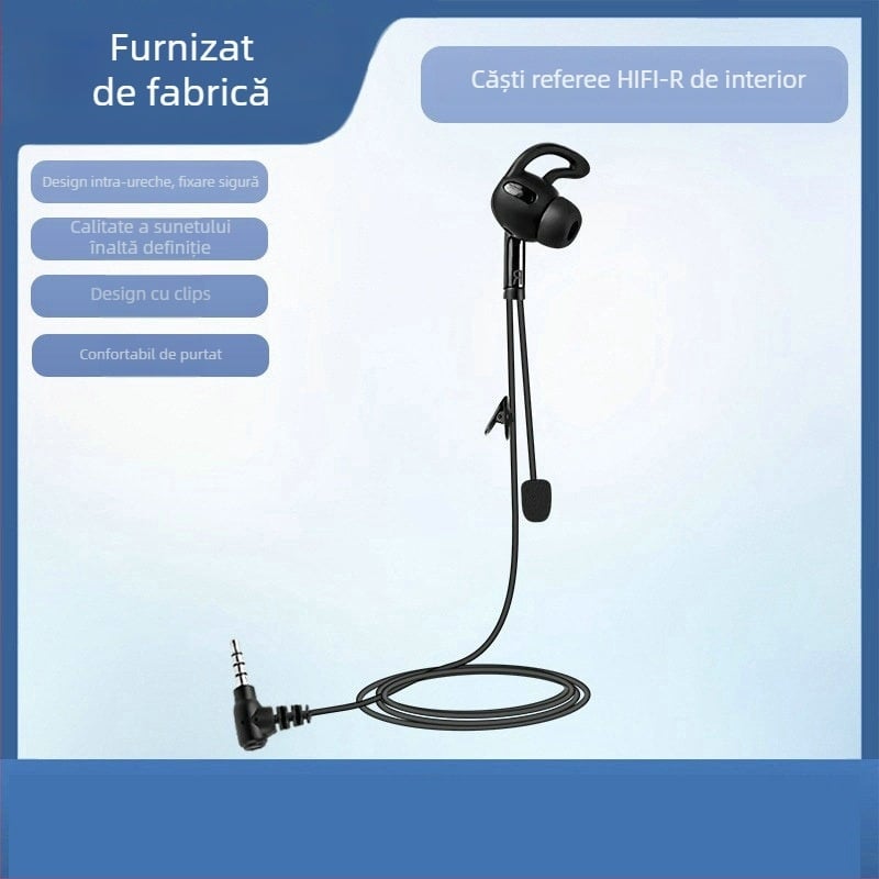 Intercom pentru arbitru de fotbal, cască, sunet mono, pe un singur ureche, Bluetooth 5.0, rază 5 m