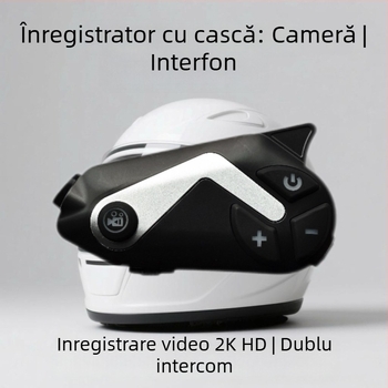 Cască inteligentă pentru motocicletă cu intercom Bluetooth și cameră HD, seria T50, rază de 1200 m, Bluetooth 5.1, rezistentă la apă și praf, sunet stereo